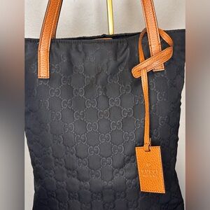 Gucci GG Guccissima tote with Brown Leather Straps and Tag